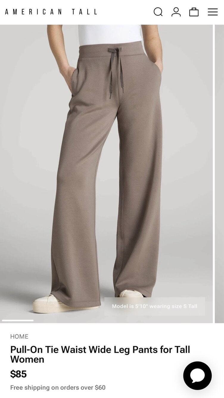 American Tall Wide Leg Pull On Pants Extra Tall 36” Inseam Size Medium Brown